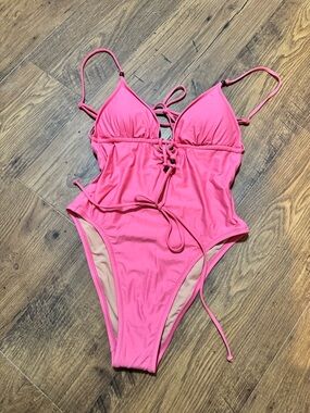 J. Crew Pink Lace-Up One-Piece Swimsuit NWT